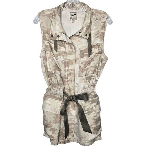 Go by GoSilk Silk Camo Print Zip Up Vest Size Medium - Picture 1 of 12